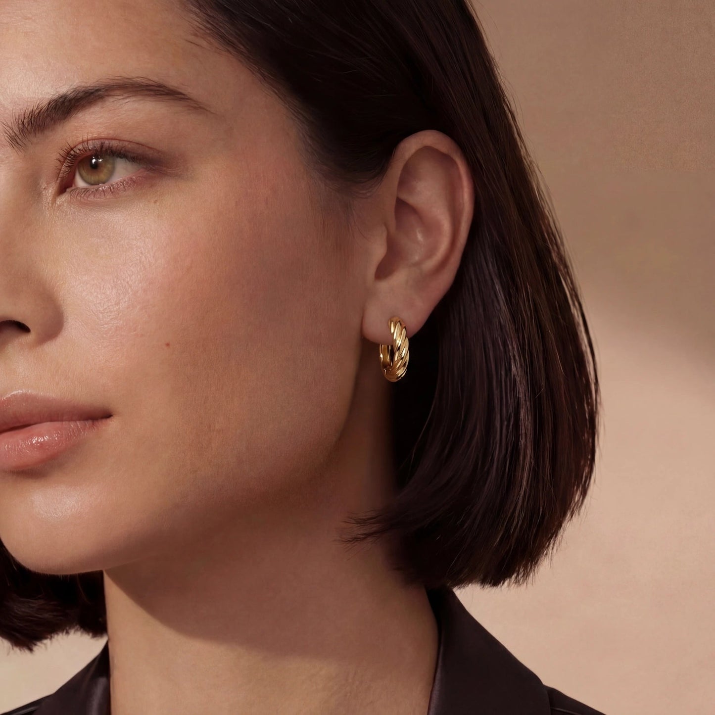 Twisted Gold Huggie Hoops Luxunae