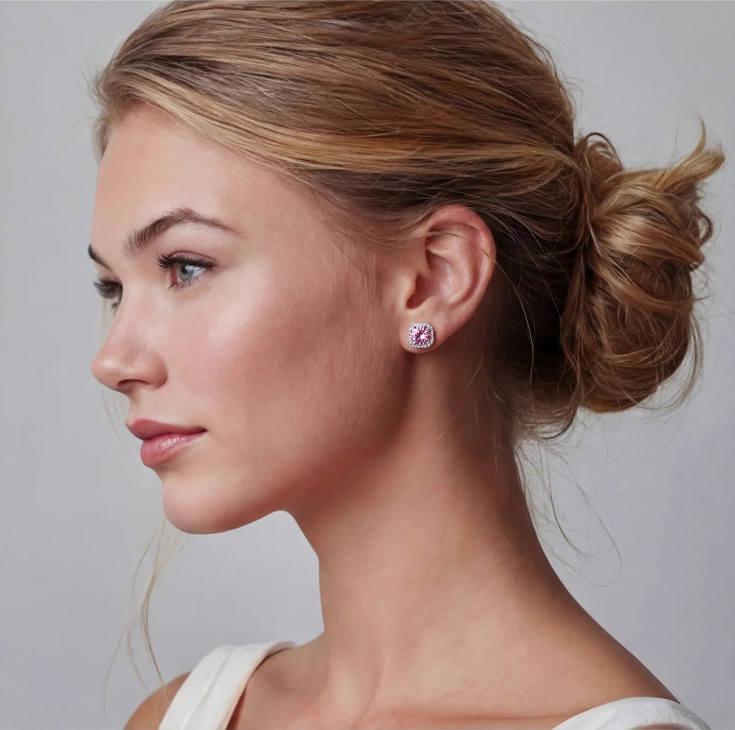 Blush Halo Moissanite Stud Earrings Luxunae