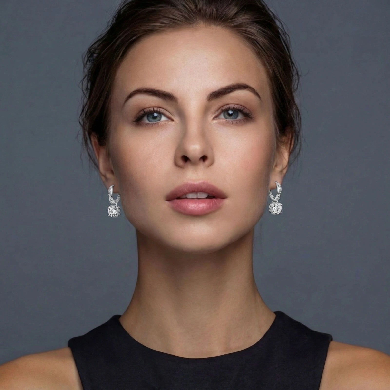 Twisted Infinity Halo Moissanite Earrings Luxunae