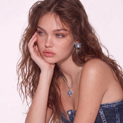 Denim Cross Necklace Luxunae