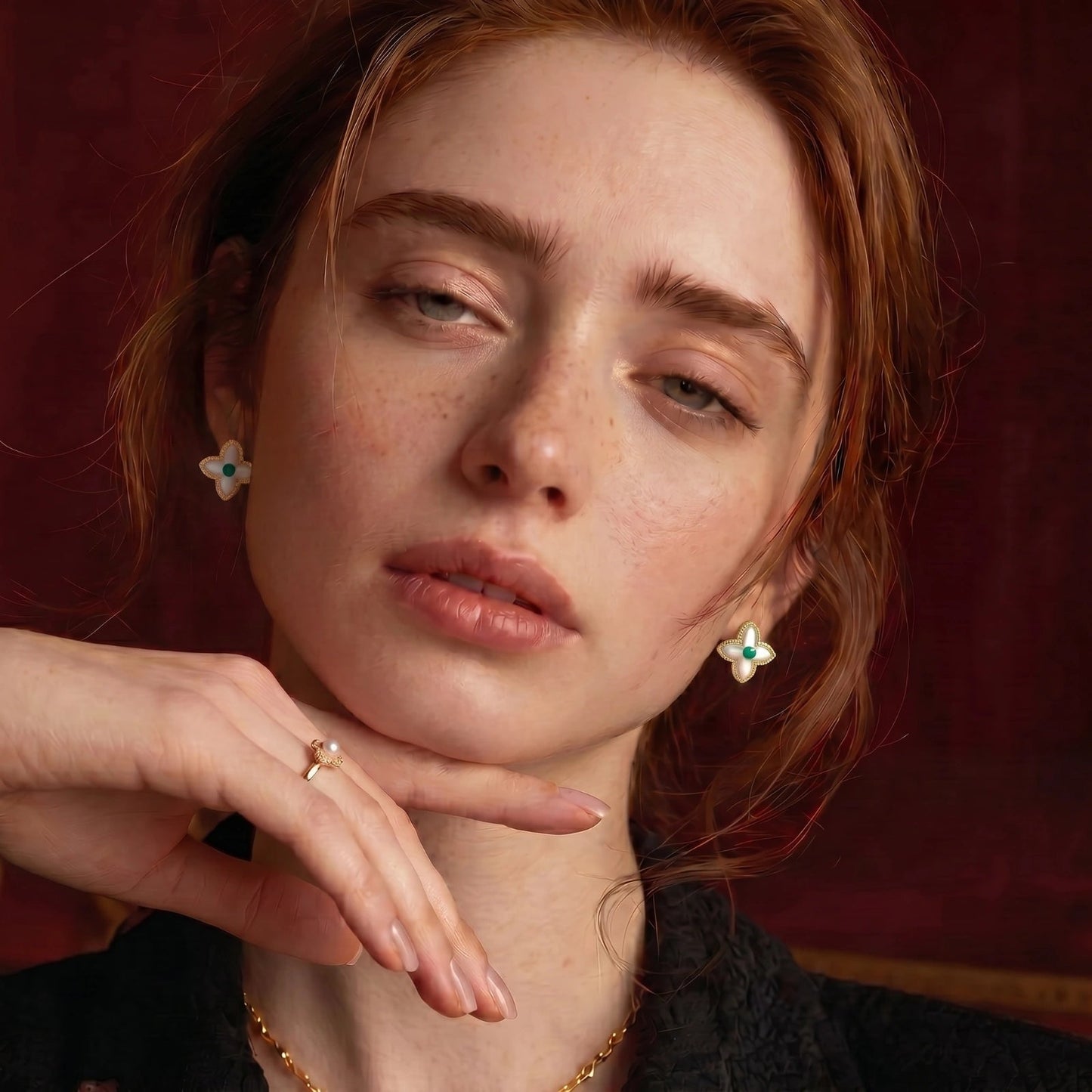 Lucky Clover Pearl Studs Luxunae
