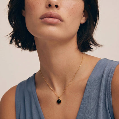 Midnight Agate Circle Necklace Luxunae