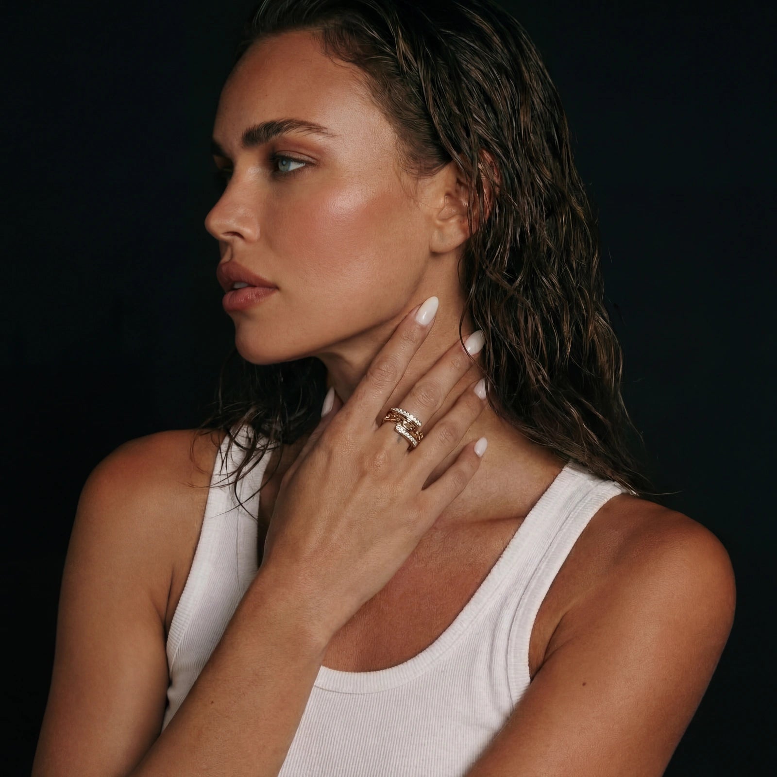 Chain Link Crystal Ring Luxunae